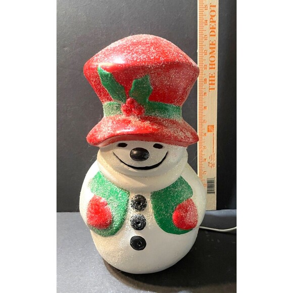 RARE Vintage Light Up Ceramic Snowman 13” Christmas Holiday Decor MINT - Picture 8 of 10